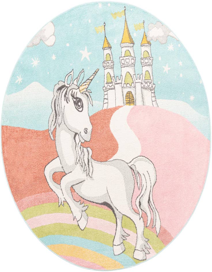 Detail image of 7' 10 x 7' 10 Unicorn Whimsy Kids Round Rug