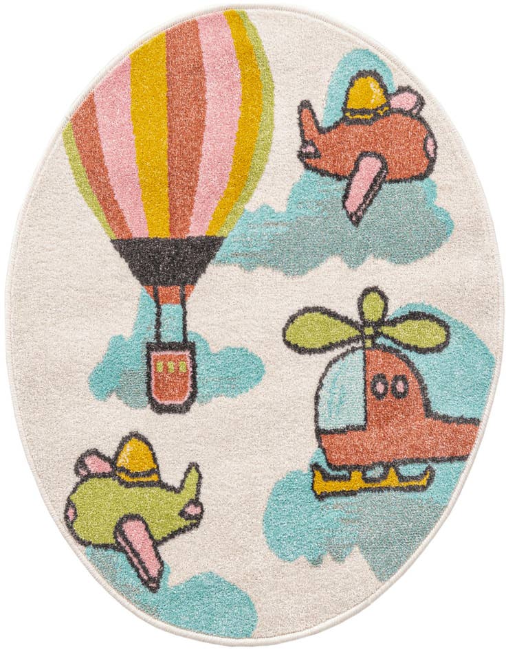 Detail image of 3' 3 x 3' 3 Airplanes Whimsy Kids Round Rug