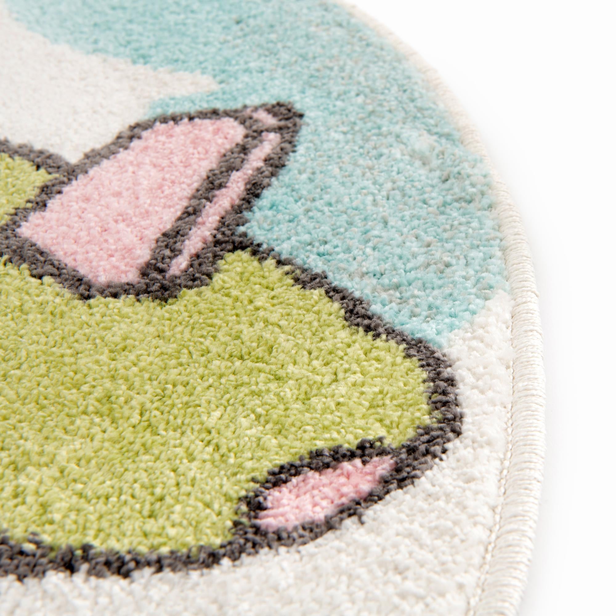 5' 3 x 5' 3 Airplanes Whimsy Kids Round Rug