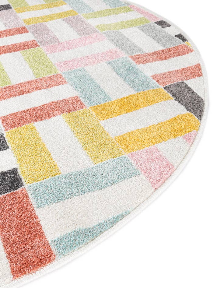 Detail image of 3' 3 x 3' 3 Checkered Whimsy Kids Round Rug