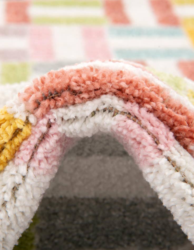 Detail image of 3' 3 x 3' 3 Checkered Whimsy Kids Round Rug