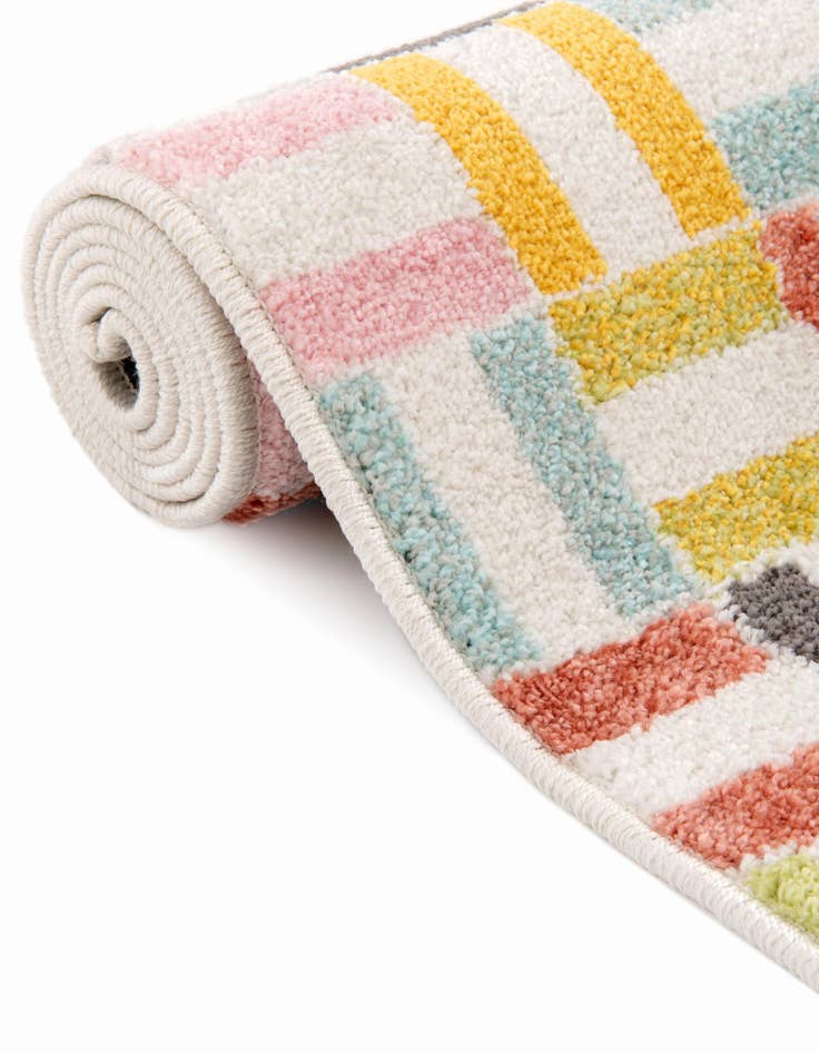 Detail image of 5' 3 x 5' 3 Checkered Whimsy Kids Round Rug