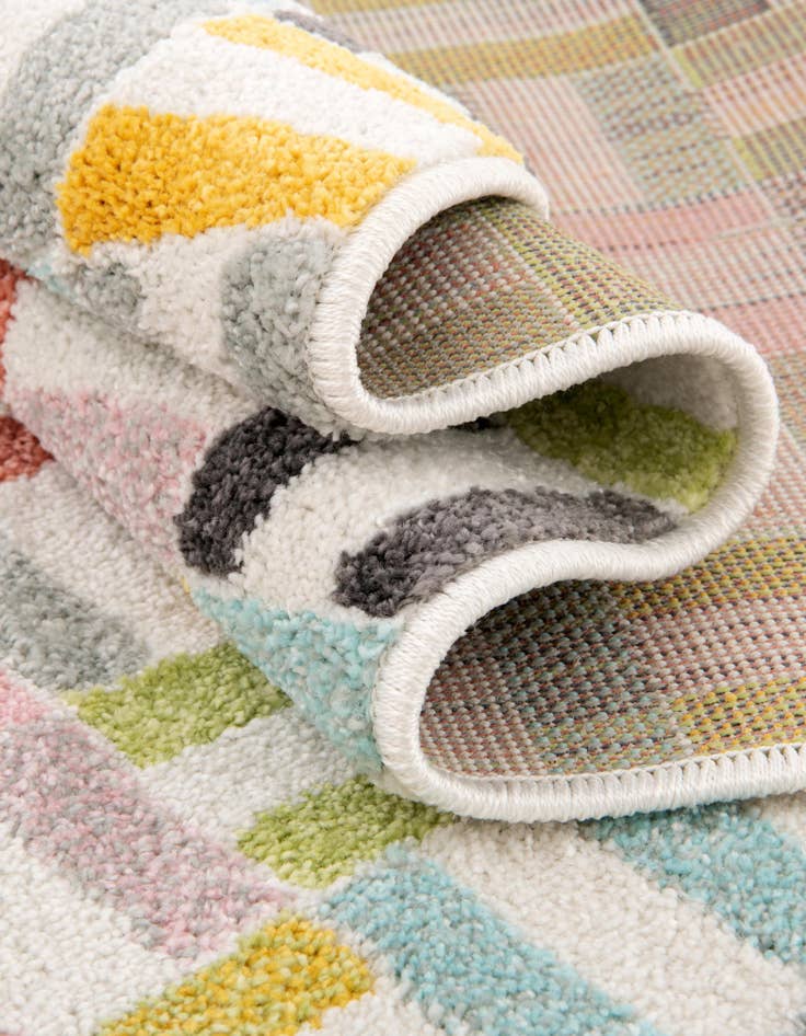 Detail image of 5' 3 x 5' 3 Checkered Whimsy Kids Round Rug