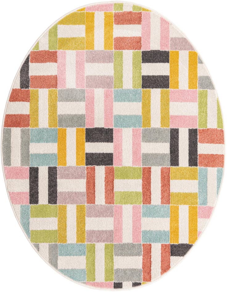 Detail image of 5' 3 x 5' 3 Checkered Whimsy Kids Round Rug