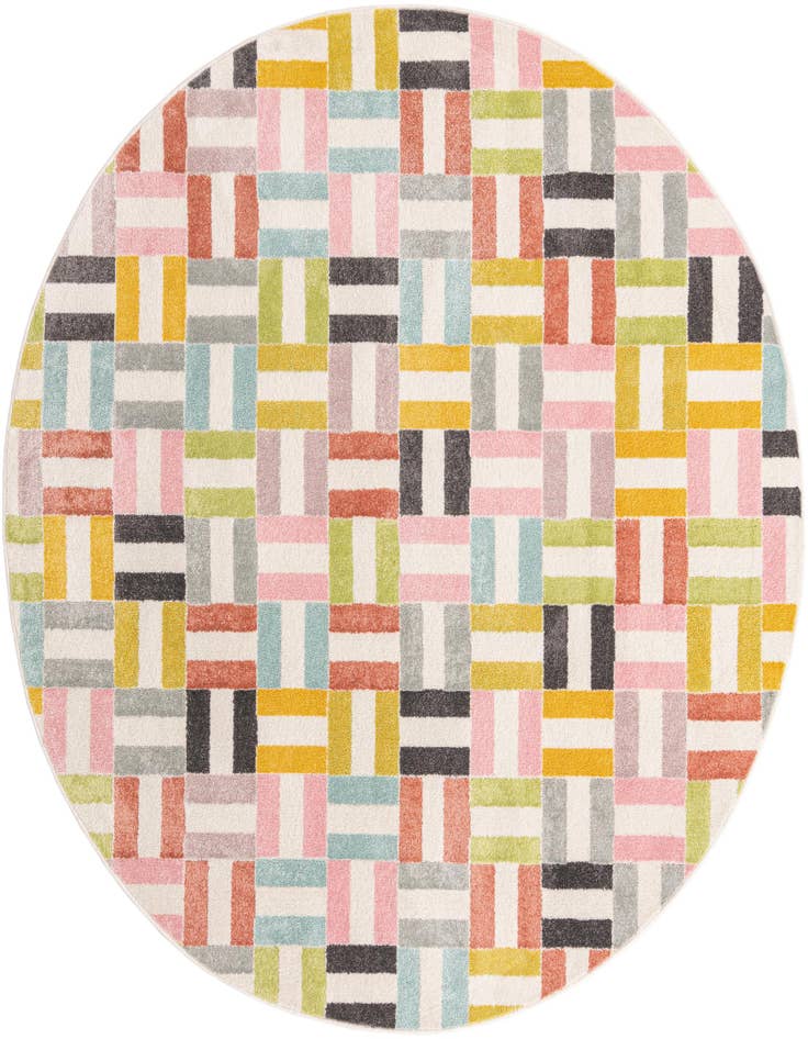 Detail image of 7' 10 x 7' 10 Checkered Whimsy Kids Round Rug