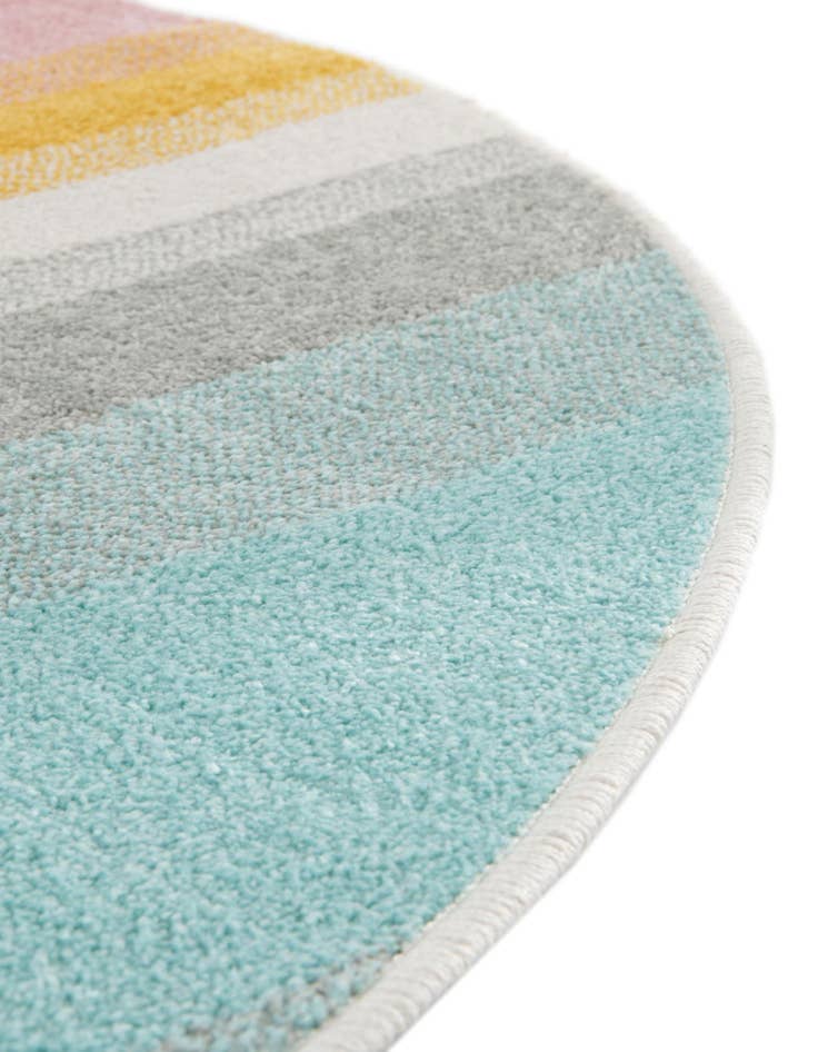 Detail image of 3' 3 x 3' 3 Rainbow Stripes Whimsy Kids Round Rug