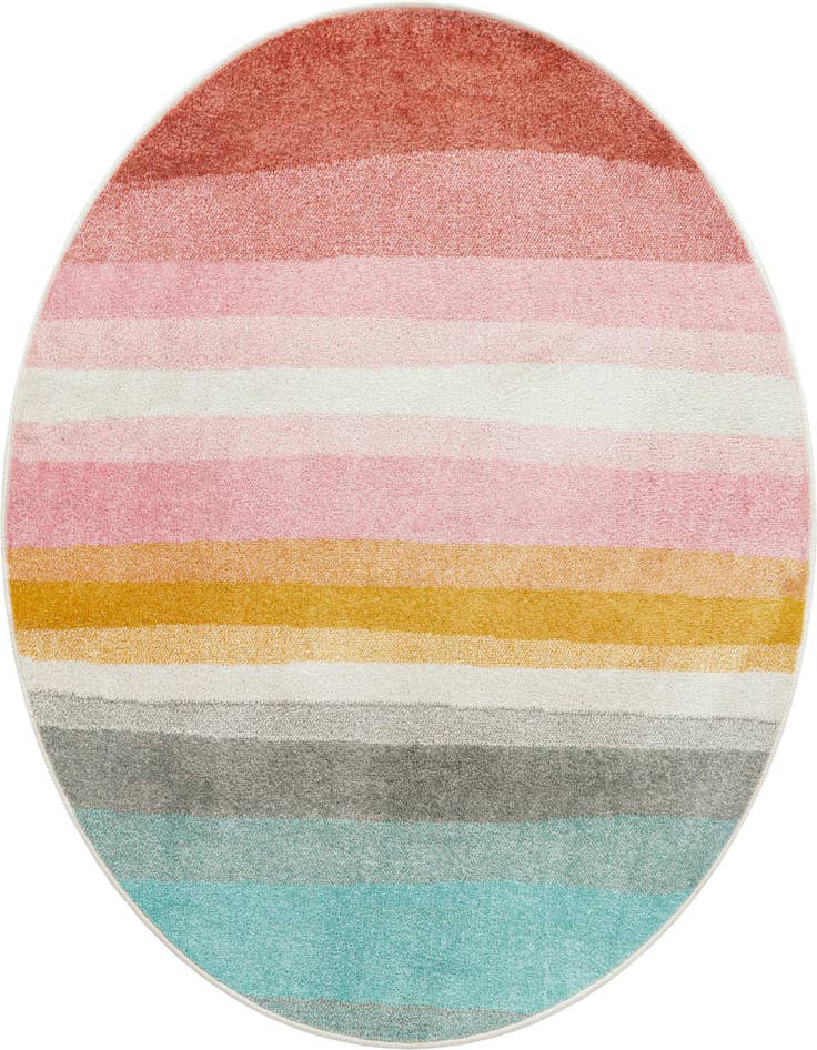 Detail image of 5' 3 x 5' 3 Rainbow Stripes Whimsy Kids Round Rug