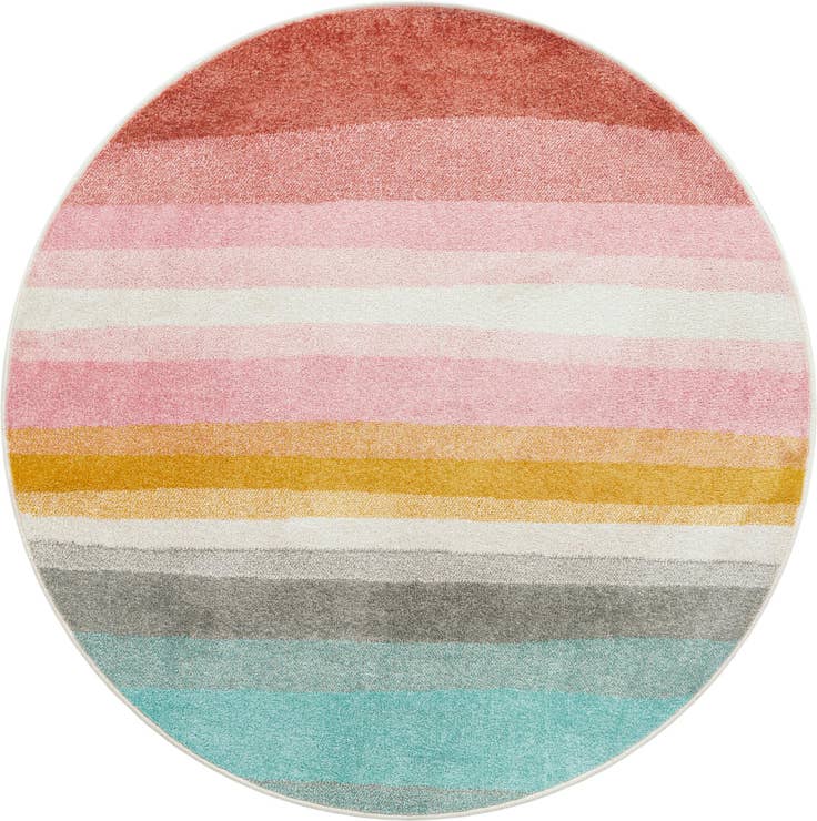 Detail image of 5' 3 x 5' 3 Rainbow Stripes Whimsy Kids Round Rug