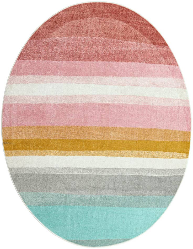 Detail image of 7' 10 x 7' 10 Rainbow Stripes Whimsy Kids Round Rug