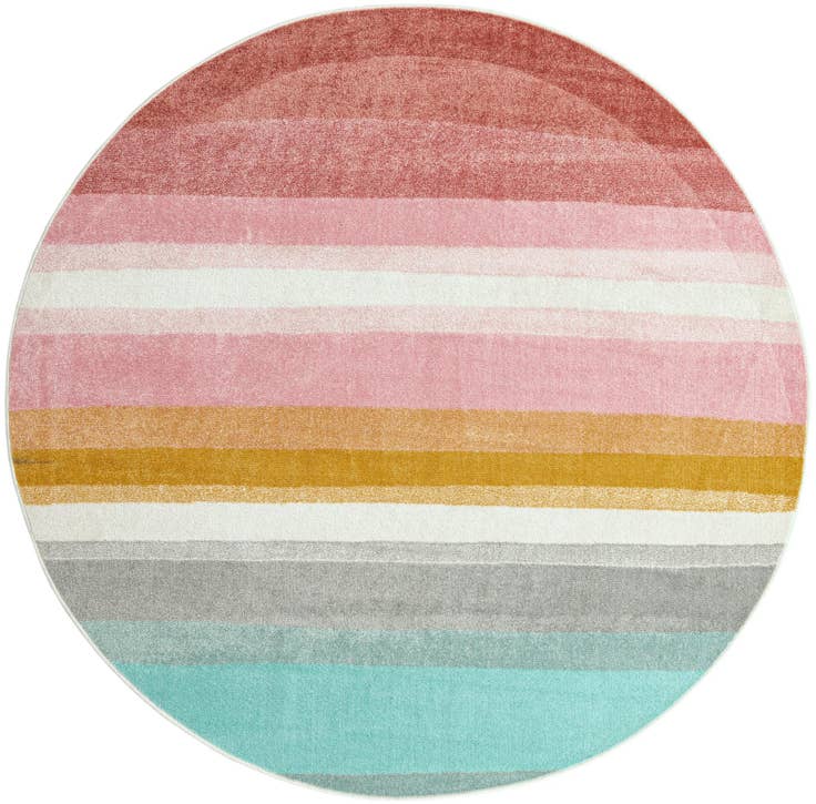 Detail image of 7' 10 x 7' 10 Rainbow Stripes Whimsy Kids Round Rug