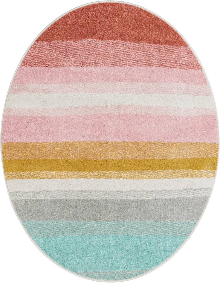 Detail image of 4' 1 x 4' 1 Rainbow Stripes Whimsy Kids Round Rug