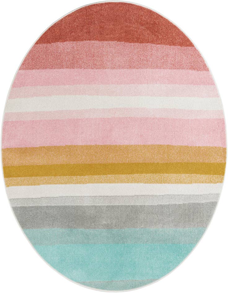 Detail image of 6' 1 x 6' 1 Rainbow Stripes Whimsy Kids Round Rug