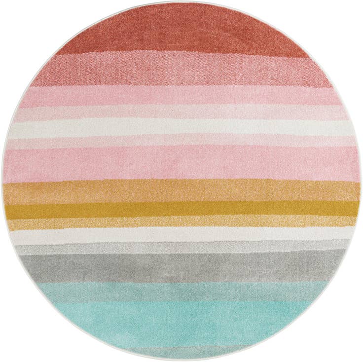 Detail image of 6' 1 x 6' 1 Rainbow Stripes Whimsy Kids Round Rug