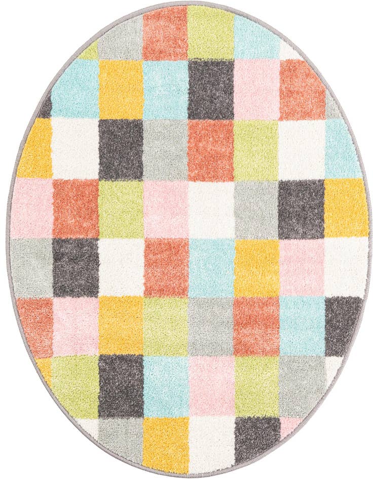 Detail image of 3' 3 x 3' 3 Checkered Whimsy Kids Round Rug