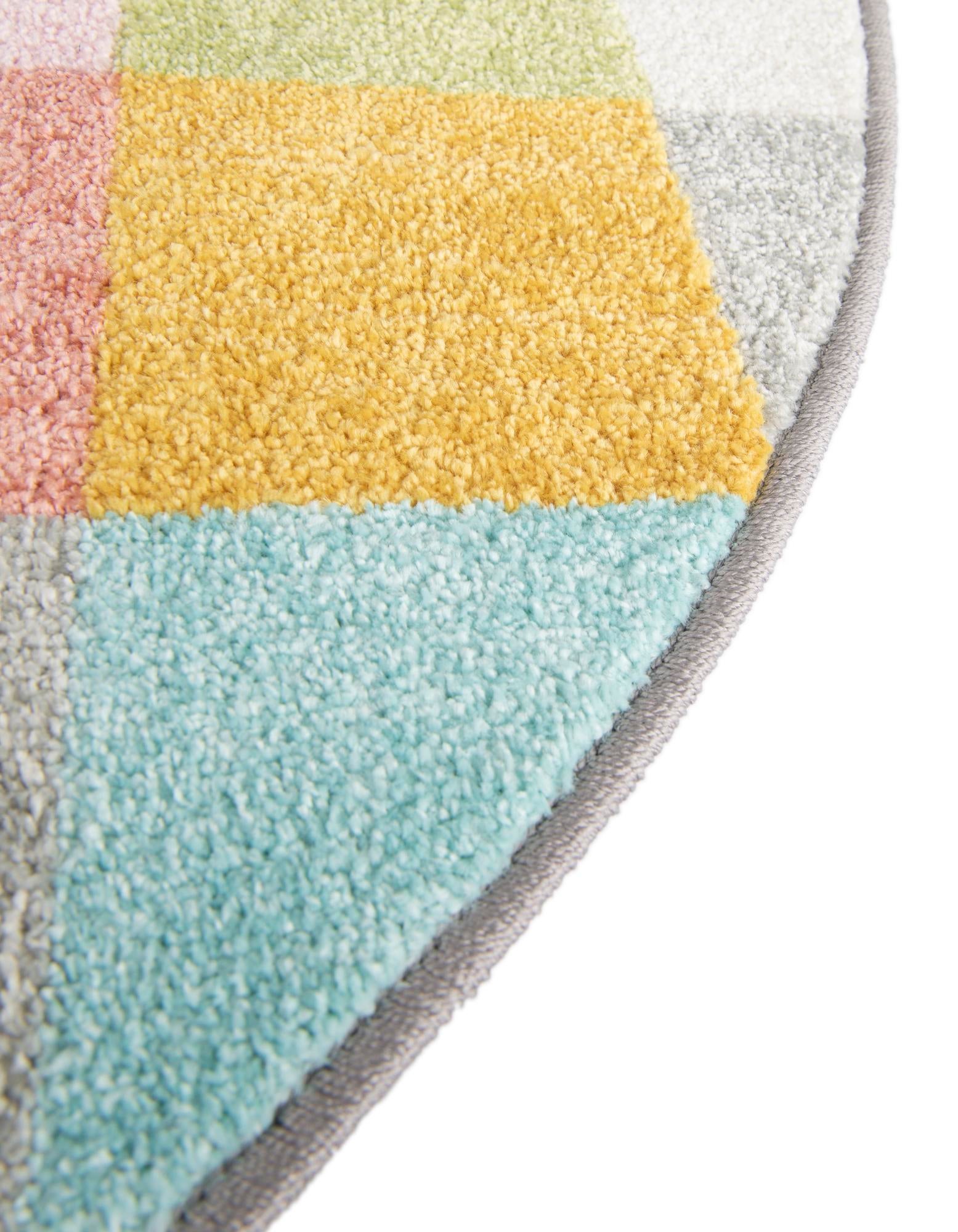 3' 3 x 3' 3 Checkered Whimsy Kids Round Rug