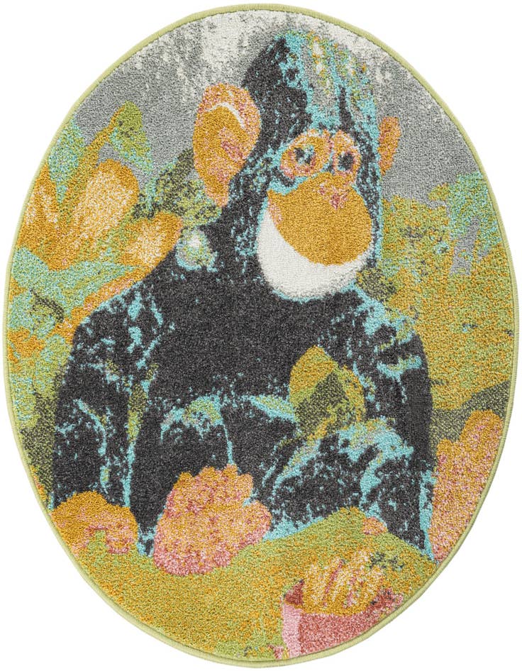 Detail image of 3' 3 x 3' 3 Gorilla Whimsy Kids Round Rug