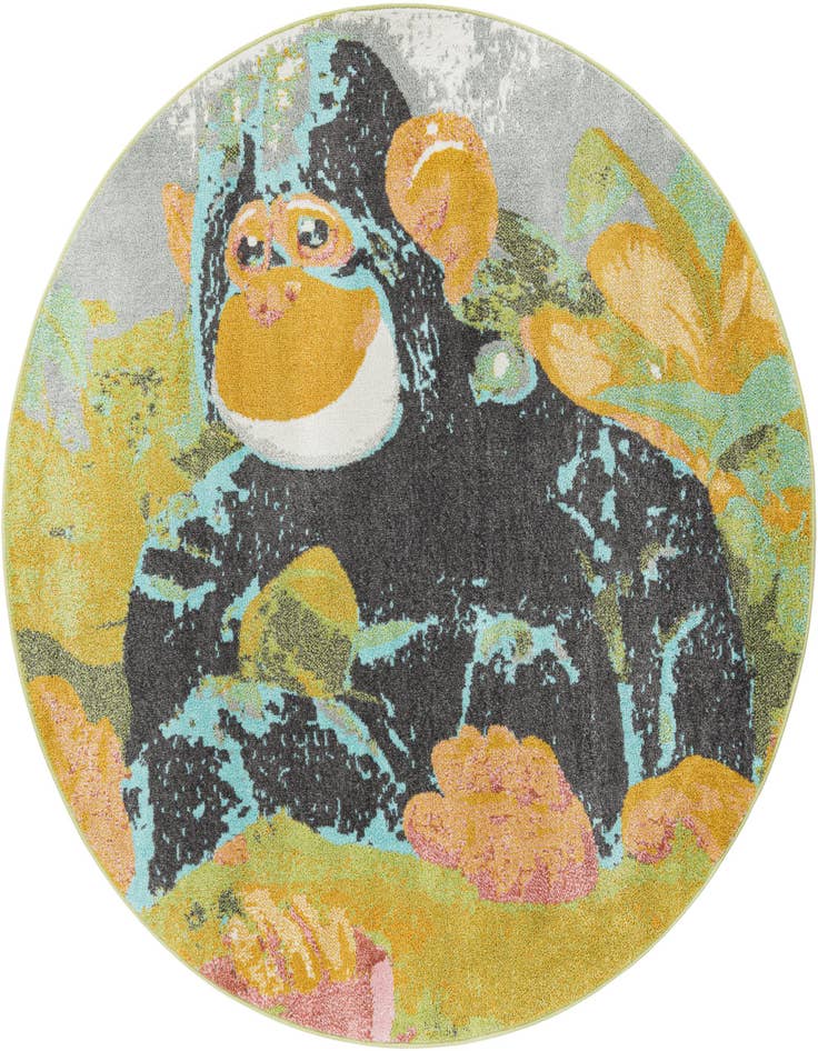 Detail image of 6' 1 x 6' 1 Gorilla Whimsy Kids Round Rug