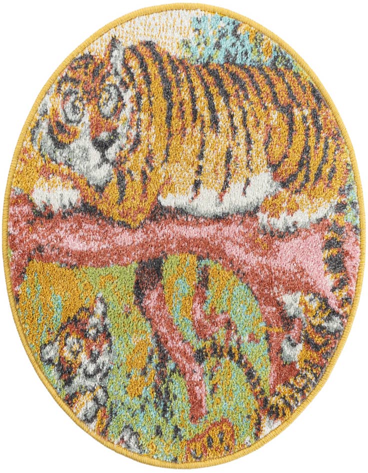 Detail image of 2' 2 x 2' 2 Tiger Whimsy Kids Round Rug