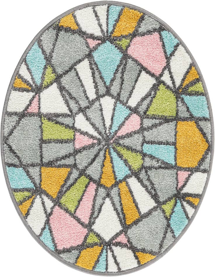 Detail image of 2' 2 x 2' 2 Stained Glass Whimsy Kids Round Rug