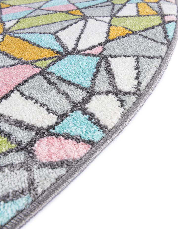 3' 3 x 3' 3 Stained Glass Whimsy Kids Round Rug
