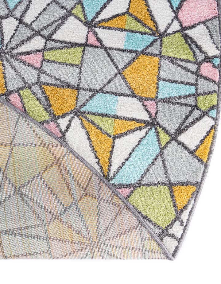 3' 3 x 3' 3 Stained Glass Whimsy Kids Round Rug