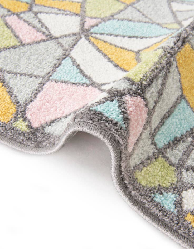 Detail image of 3' 3 x 3' 3 Stained Glass Whimsy Kids Round Rug