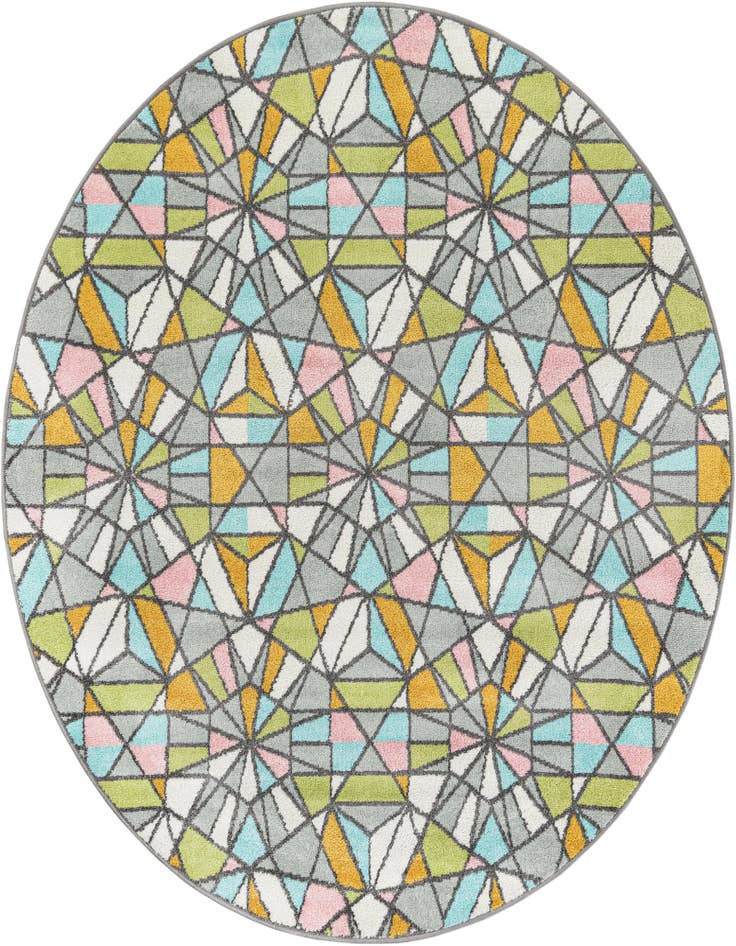 Detail image of 6' 1 x 6' 1 Stained Glass Whimsy Kids Round Rug