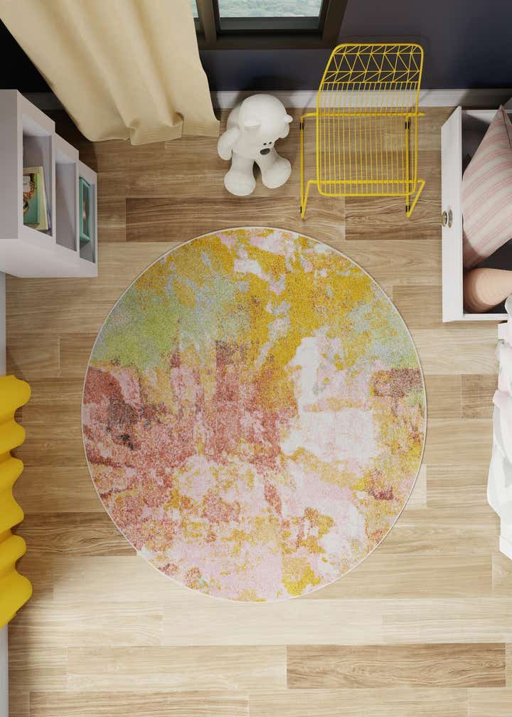 2' 2 x 2' 2 Abstract Whimsy Kids Round Rug