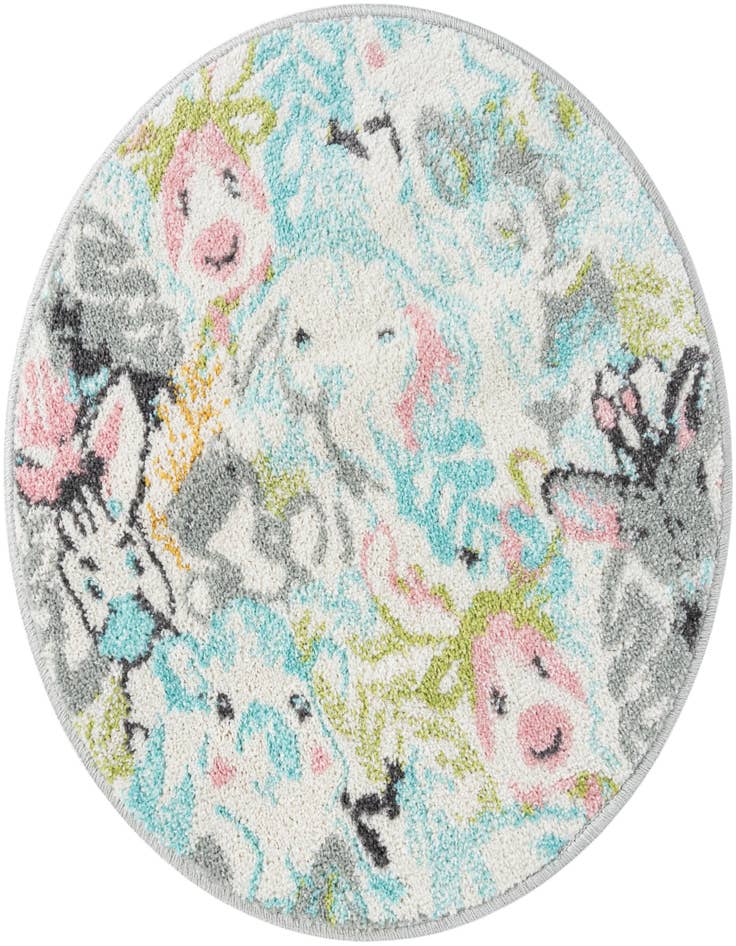 Detail image of 2' 2 x 2' 2 Animals Whimsy Kids Round Rug