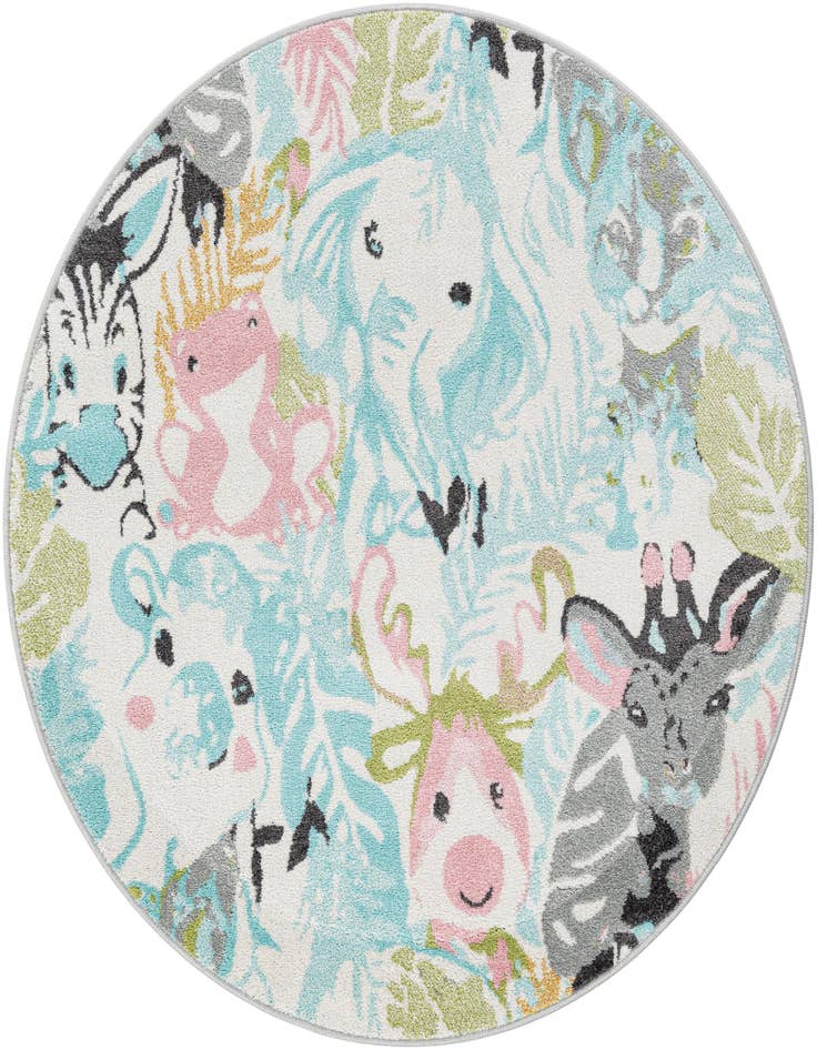 Detail image of 5' x 5' Animals Whimsy Kids Round Rug