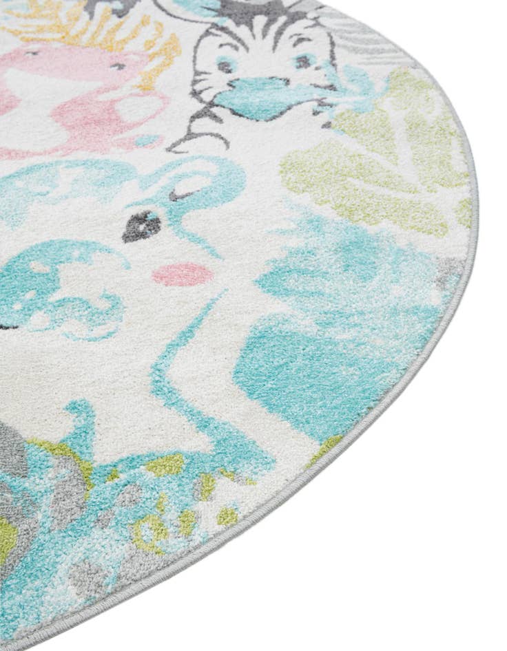 Detail image of 5' x 5' Animals Whimsy Kids Round Rug