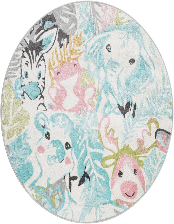 Detail image of 6' x 6' Animals Whimsy Kids Round Rug