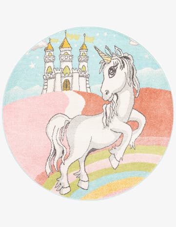 Unicorn Whimsy Kids Round Rug