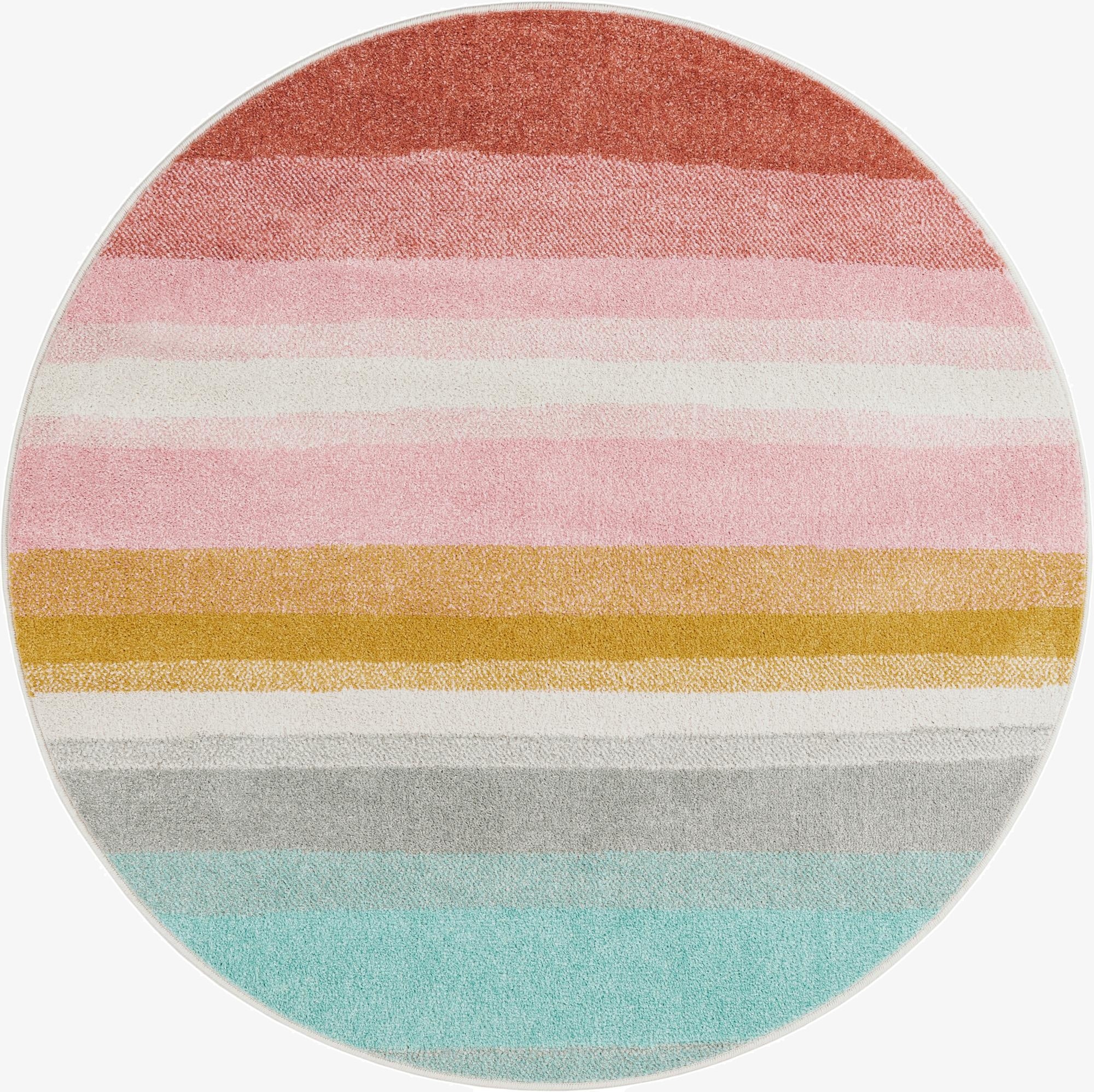 Primary image 4' 1 x 4' 1 Rainbow Stripes Whimsy Kids Round Rug