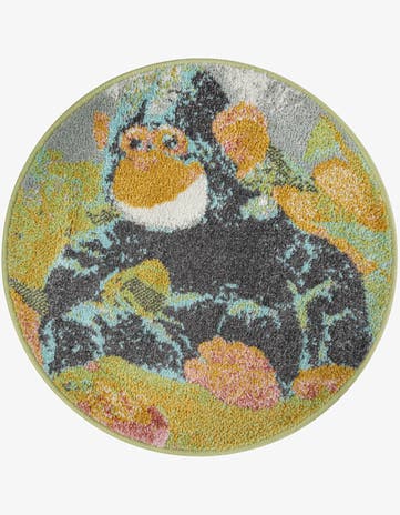 2' 2 x 2' 2 Gorilla Whimsy Kids Round Rug