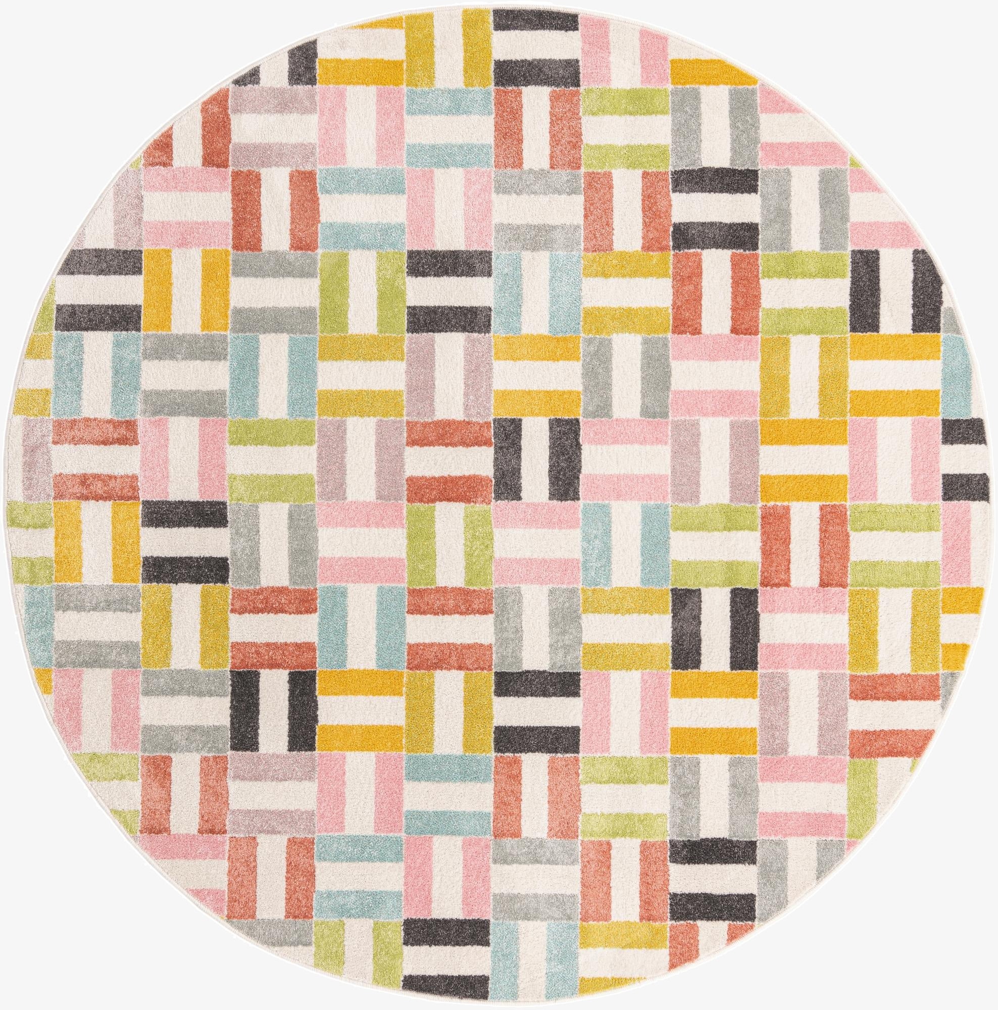 Primary image 7' 10 x 7' 10 Checkered Whimsy Kids Round Rug