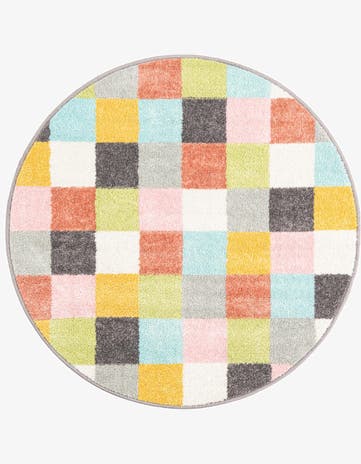 Checkered Whimsy Kids Round Rug