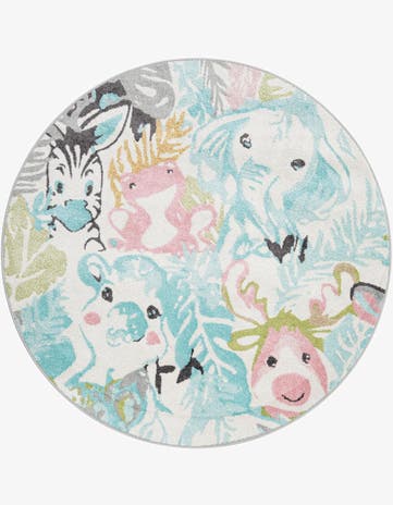 6' x 6' Animals Whimsy Kids Round Rug