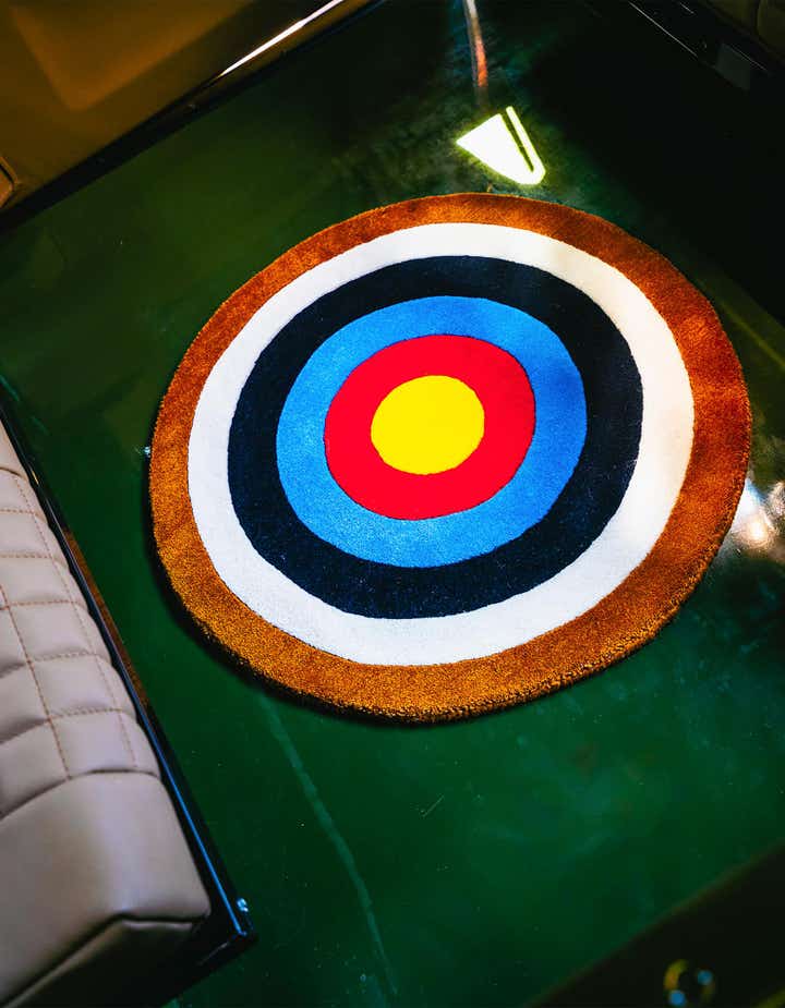 2' x 2' Hand Knotted WM Brown Target Round Rug