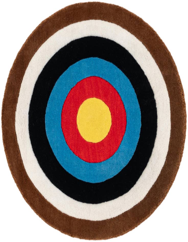 Detail image of 2' x 2' Hand Knotted WM Brown Target Round Rug