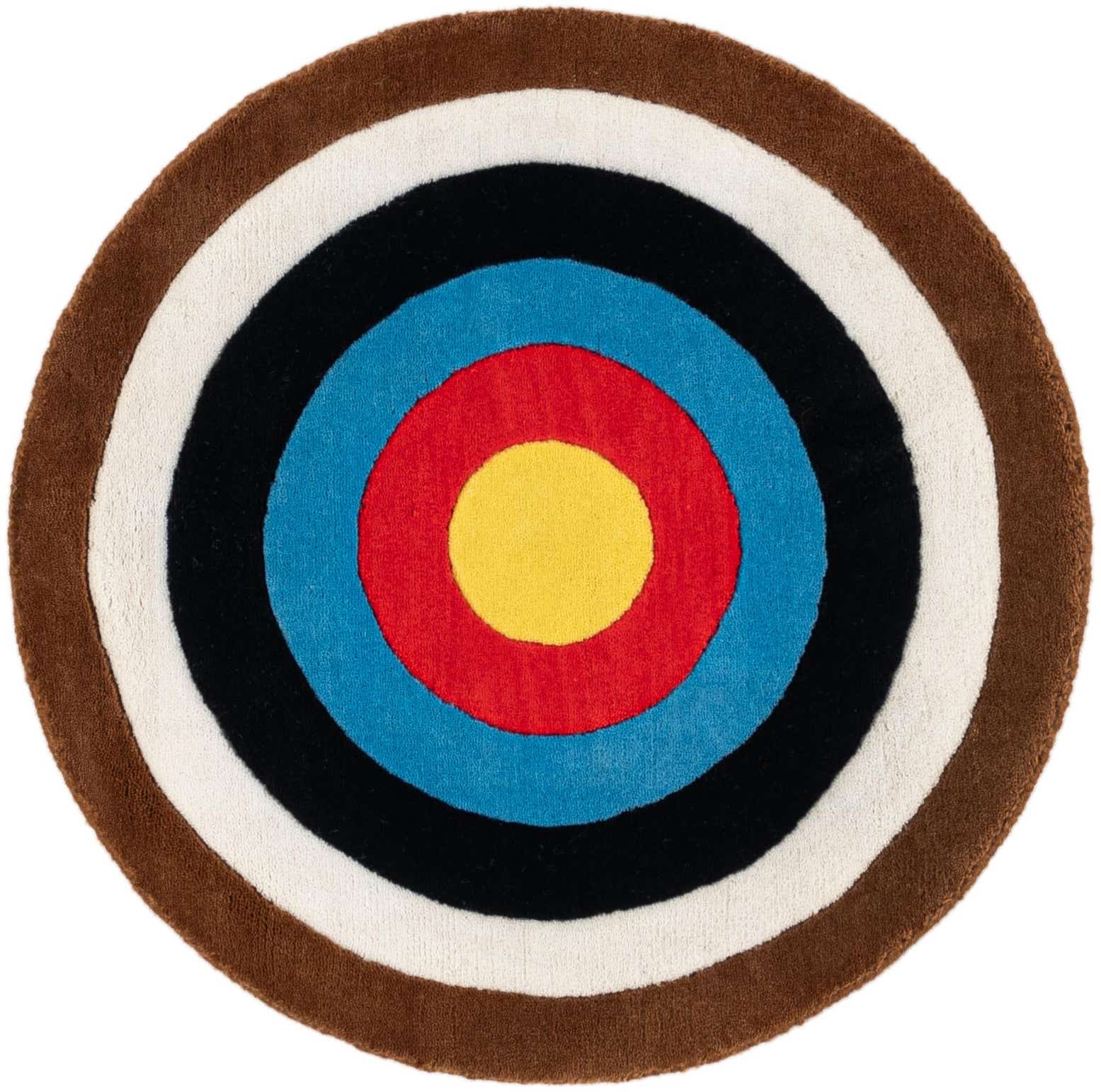 2' x 2' Hand Knotted WM Brown Target Round Rug
