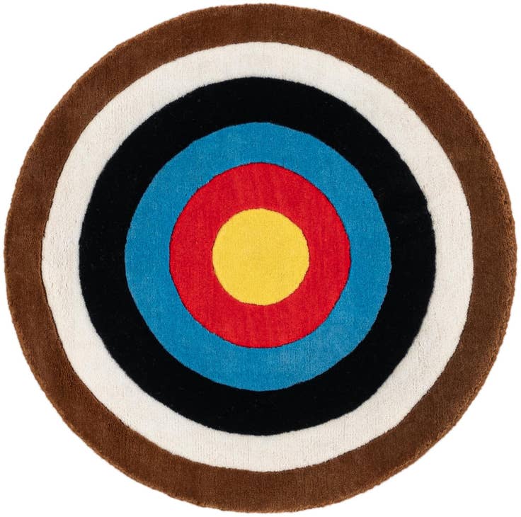 Detail image of 2' x 2' Hand Knotted WM Brown Target Round Rug