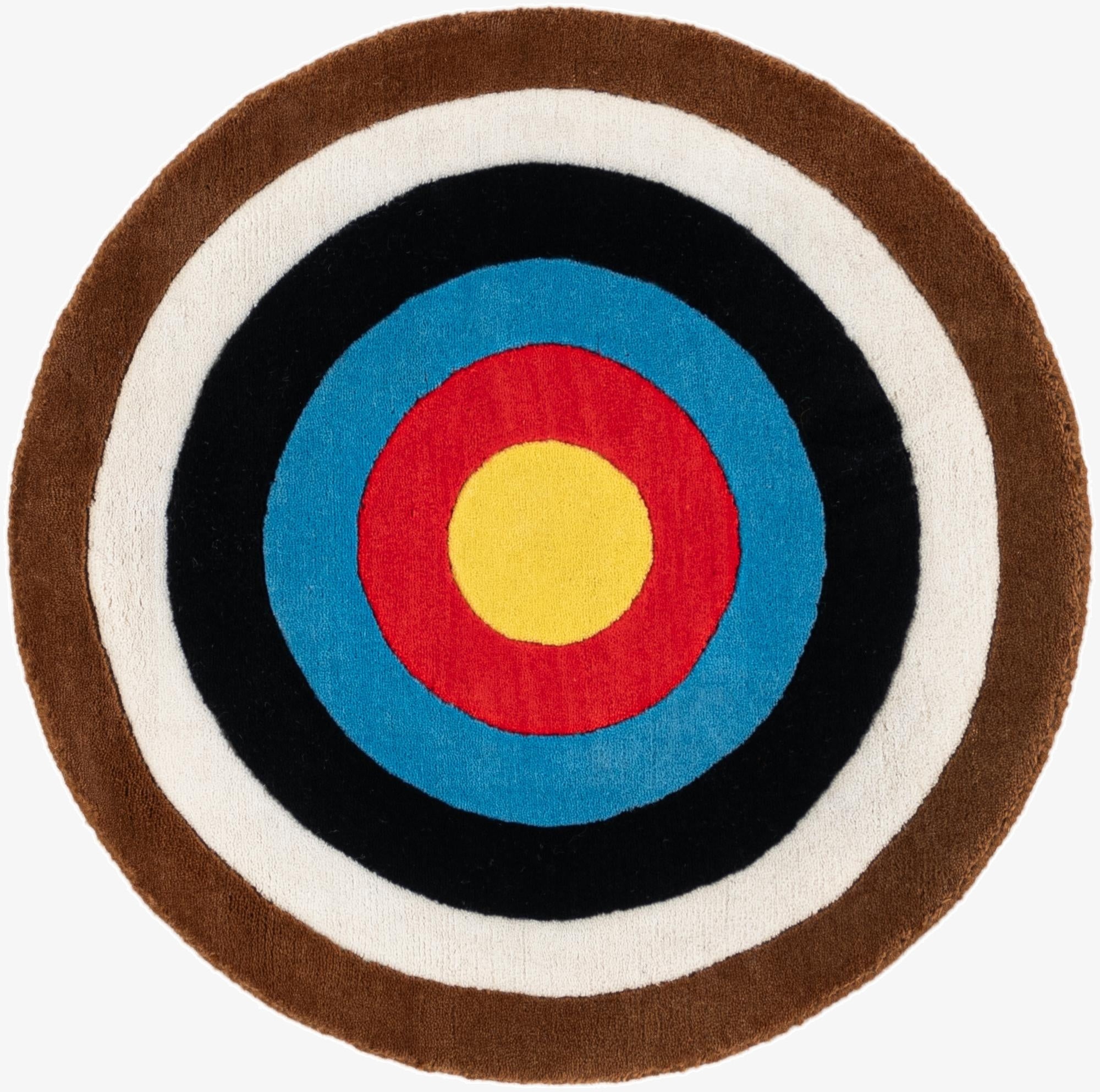 2' x 2'  Hand Knotted WM Brown Target Round Rug