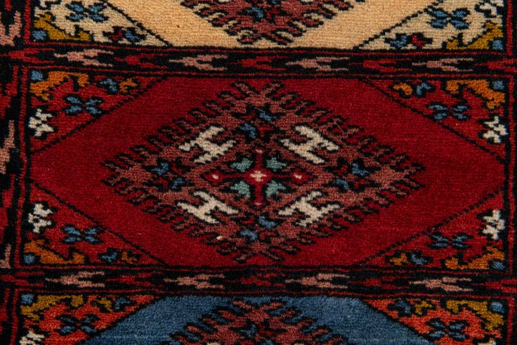 Detail image of 1' x 3' 10 Hand Knotted Bokhara Oriental Wool Runner Rug