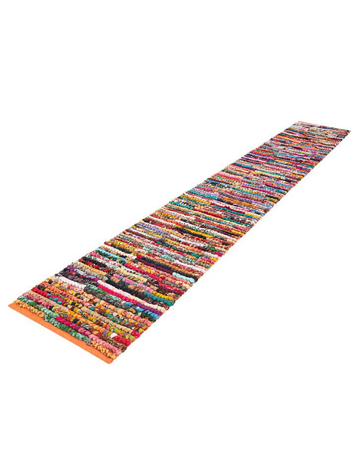 2' 1 x 13' 8 Handmade Braided Chindi Runner Rug