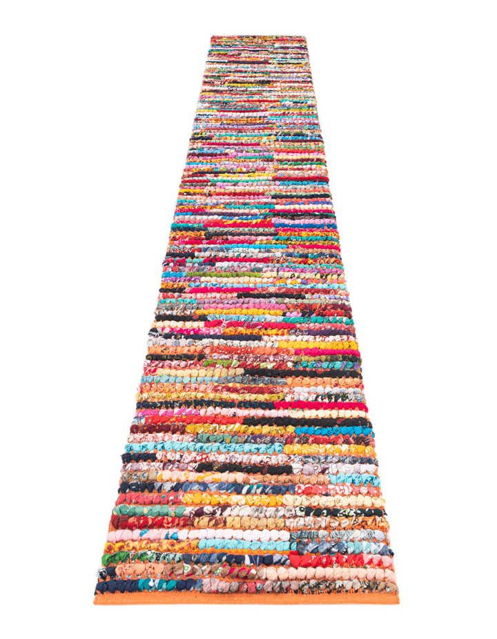 2' 1 x 13' 8 Handmade Braided Chindi Runner Rug