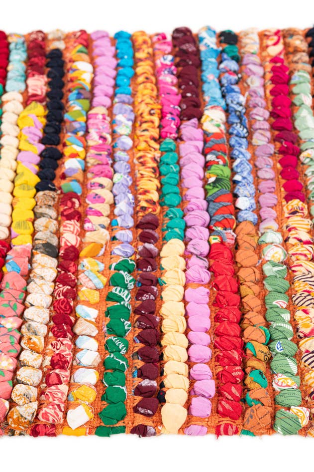 Detail image of 2' 1 x 13' 8 Handmade Braided Chindi Runner Rug