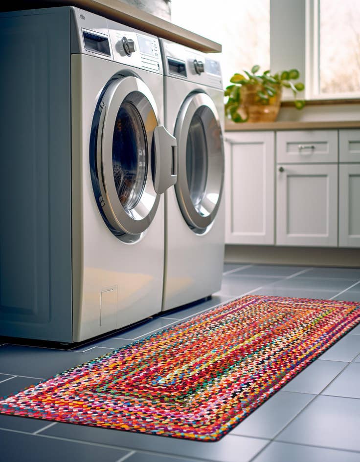 Detail image of 2' 7 x 6' 1  Hand Braided Chindi Runner Rug