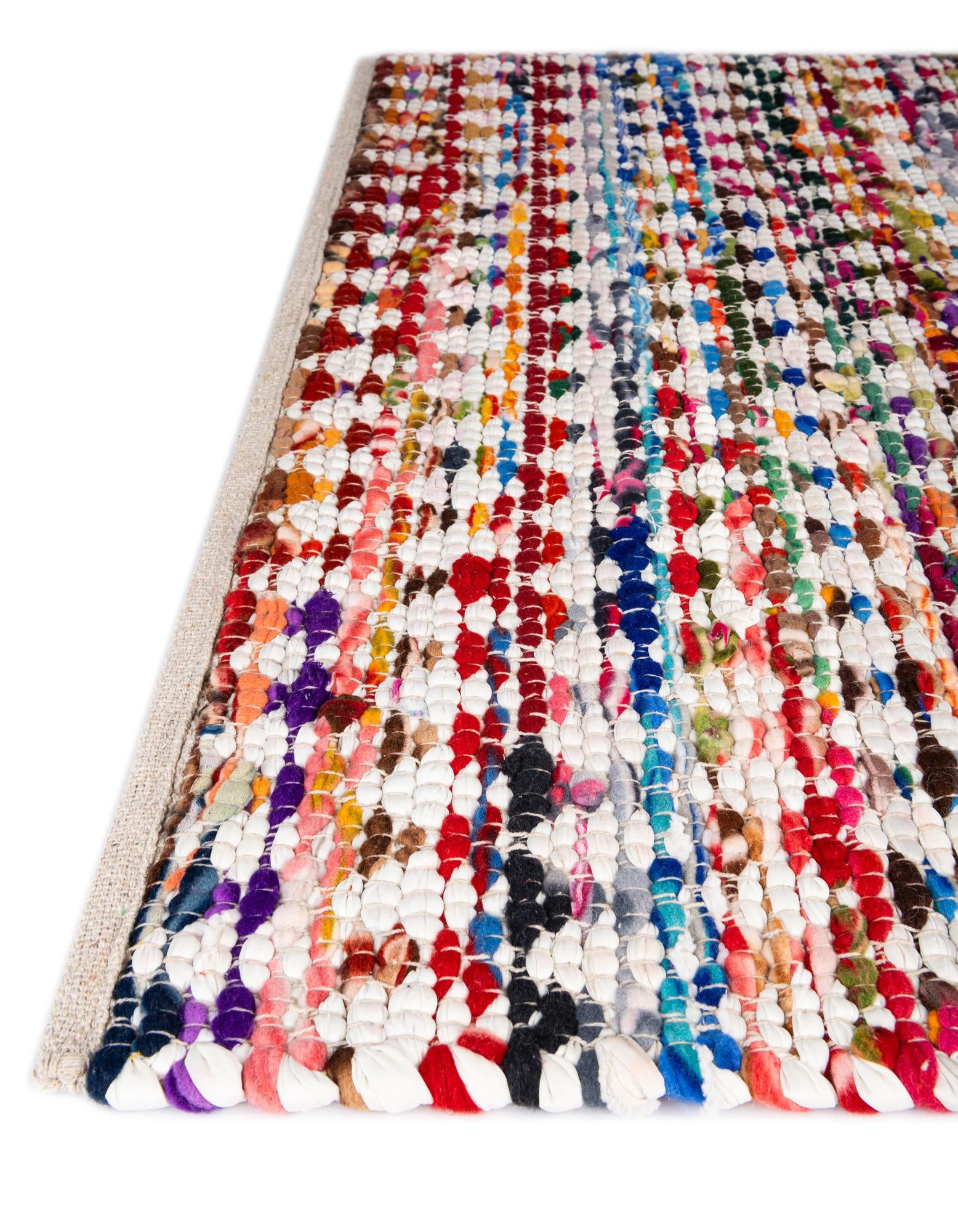 2' 7 x 6' 1 Hand Woven Braided Chindi Runner Rug