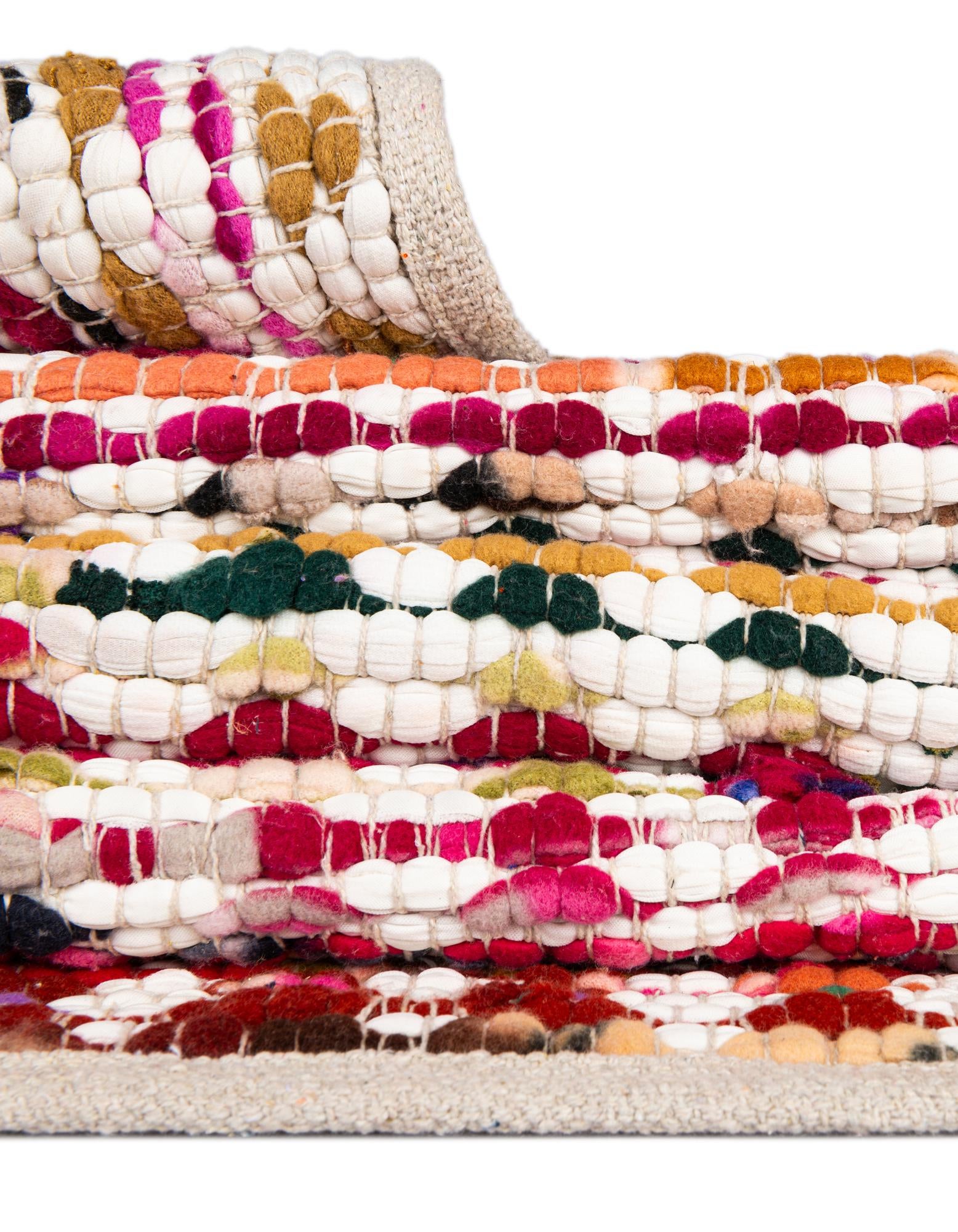 2' 7 x 6' 1 Hand Woven Braided Chindi Runner Rug